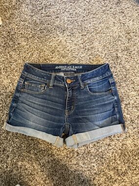 American Eagle Outfitters Blue Denim Cuffed Jean Shorts
